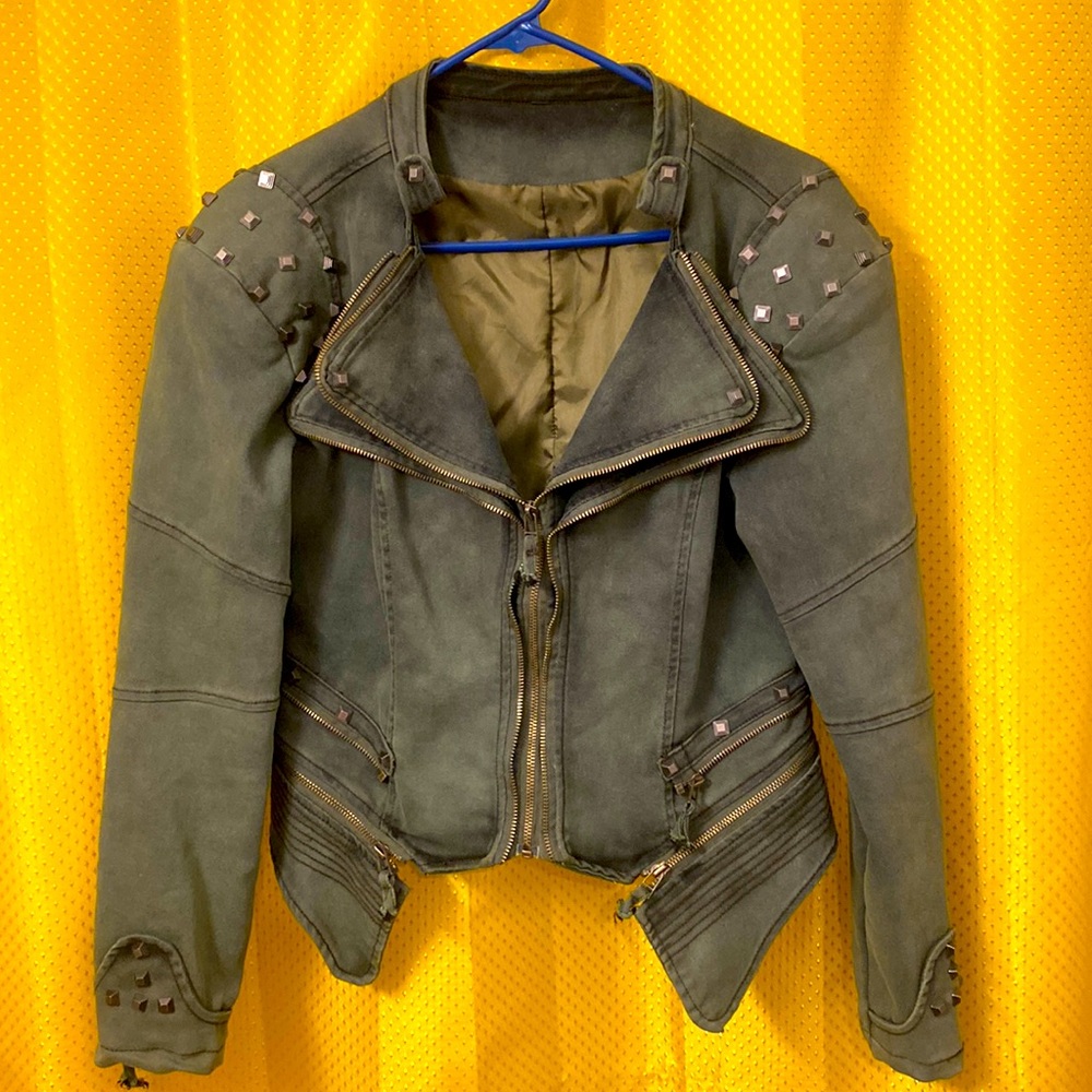 Green studded jacket